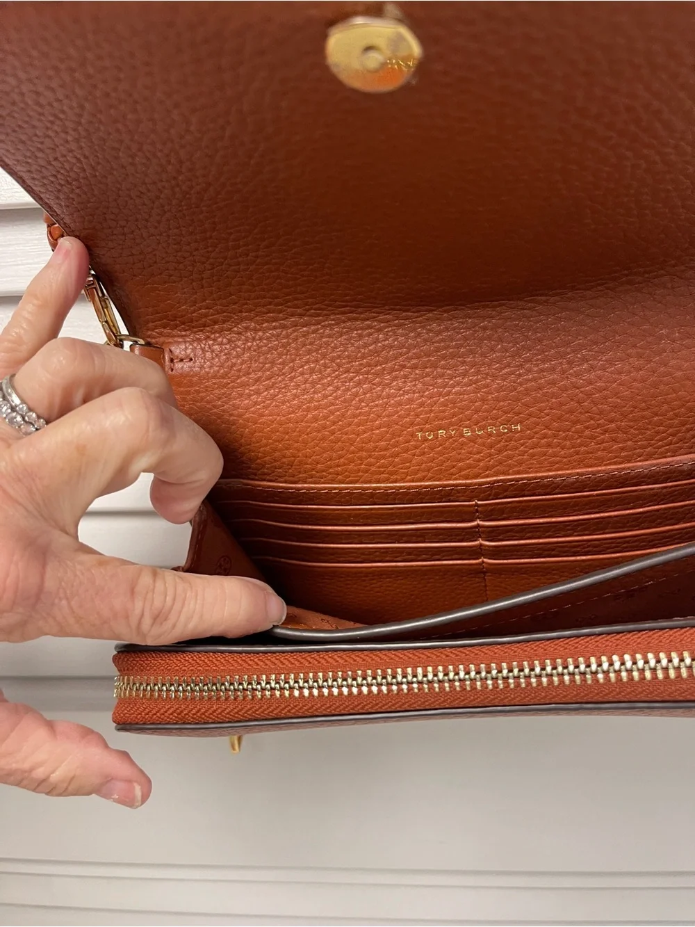 Tory Burch Cognac Pebbled Leather Crossbody Bag with Braided Strap